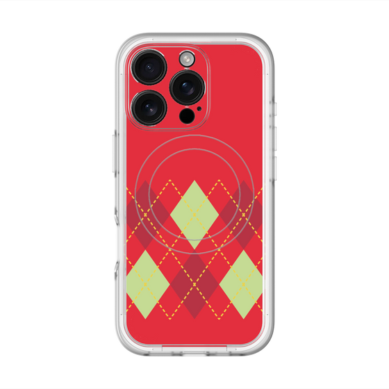 スリムプロテクションプレミアムケース with MagSafe［ Nordic Argyle - Red ］