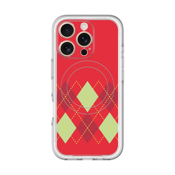 スリムプロテクションプレミアムケース with MagSafe［ Nordic Argyle - Red ］