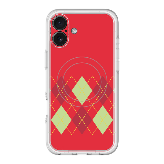 スリムプロテクションプレミアムケース with MagSafe［ Nordic Argyle - Red ］