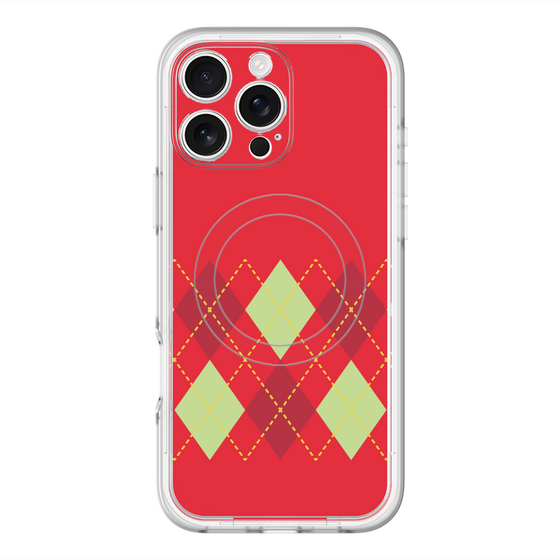 スリムプロテクションプレミアムケース with MagSafe［ Nordic Argyle - Red ］