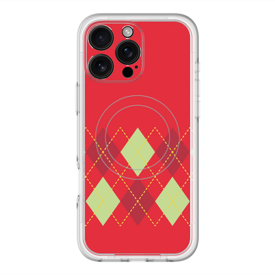 スリムプロテクションプレミアムケース with MagSafe［ Nordic Argyle - Red ］