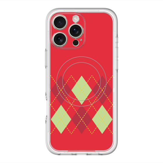 スリムプロテクションプレミアムケース with MagSafe［ Nordic Argyle - Red ］
