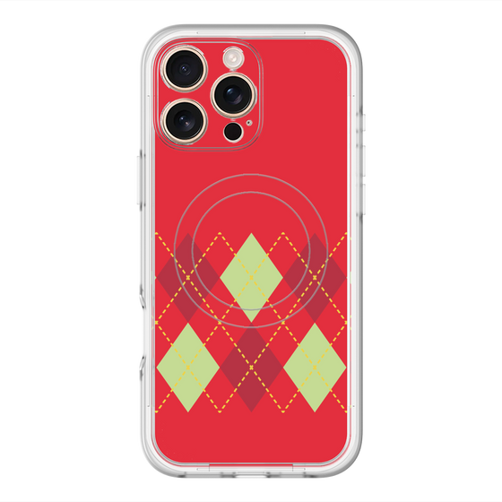 スリムプロテクションプレミアムケース with MagSafe［ Nordic Argyle - Red ］
