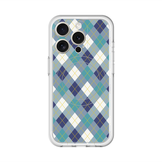 スリムプロテクションプレミアムケース with MagSafe［ Argyle - Blue ］