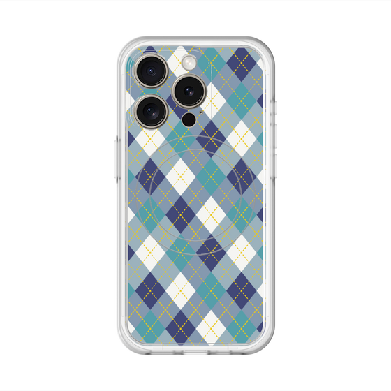 スリムプロテクションプレミアムケース with MagSafe［ Argyle - Blue ］