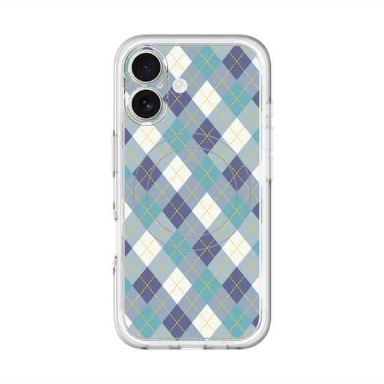 スリムプロテクションプレミアムケース with MagSafe［ Argyle - Blue ］