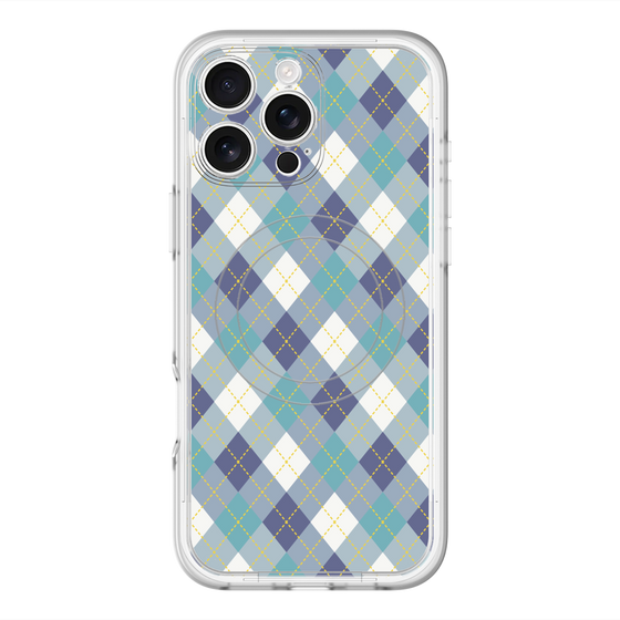 スリムプロテクションプレミアムケース with MagSafe［ Argyle - Blue ］