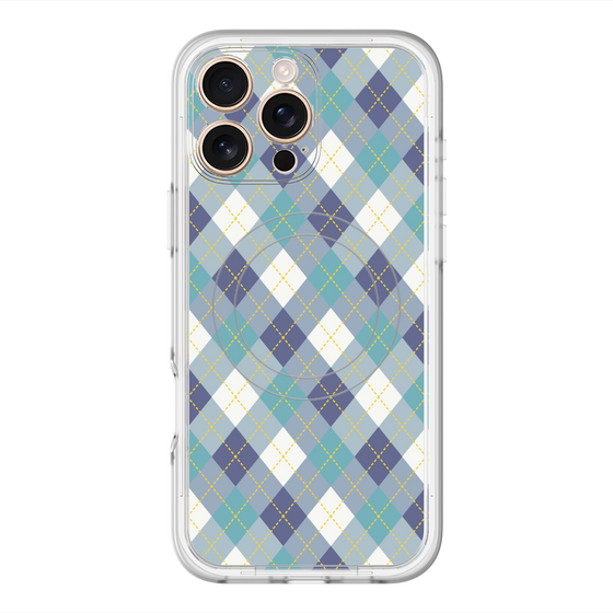 スリムプロテクションプレミアムケース with MagSafe［ Argyle - Blue ］
