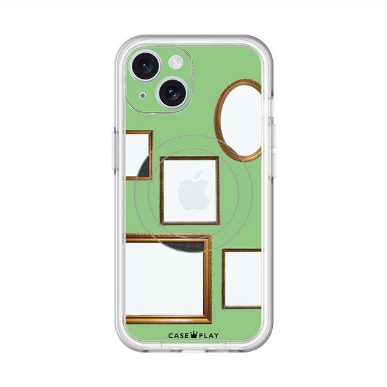 スリムプロテクションプレミアムケース with MagSafe［ Photo Frames - Light Green ］