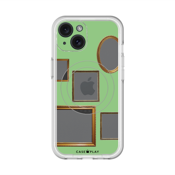 スリムプロテクションプレミアムケース with MagSafe［ Photo Frames - Light Green ］
