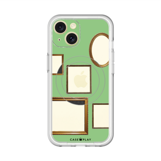スリムプロテクションプレミアムケース with MagSafe［ Photo Frames - Light Green ］