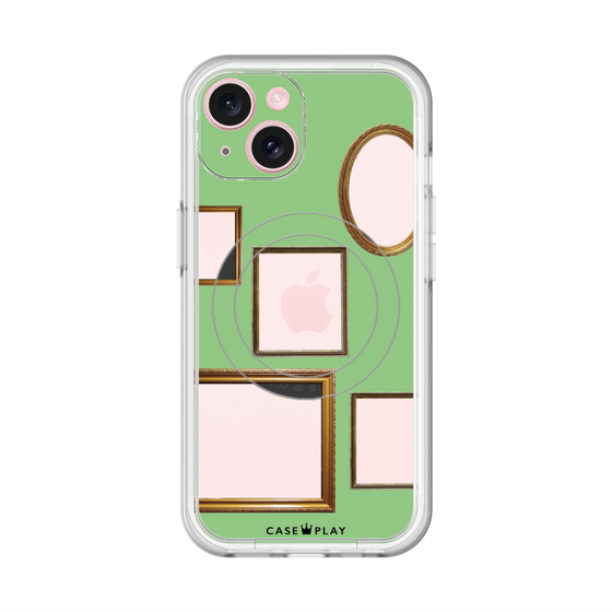 スリムプロテクションプレミアムケース with MagSafe［ Photo Frames - Light Green ］