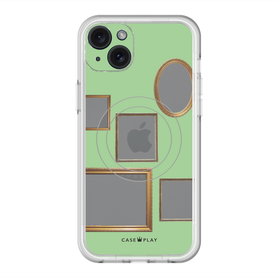 スリムプロテクションプレミアムケース with MagSafe［ Photo Frames - Light Green ］