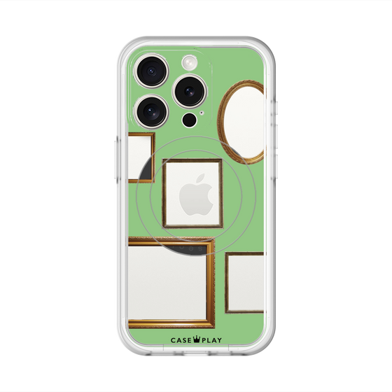 スリムプロテクションプレミアムケース with MagSafe［ Photo Frames - Light Green ］