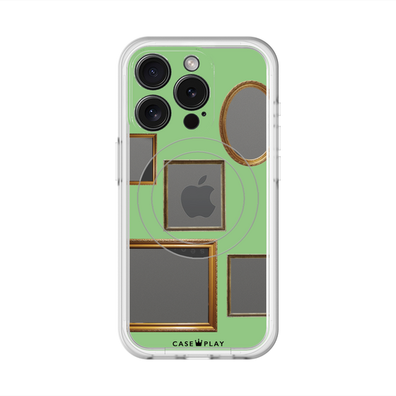 スリムプロテクションプレミアムケース with MagSafe［ Photo Frames - Light Green ］