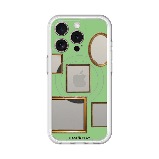 スリムプロテクションプレミアムケース with MagSafe［ Photo Frames - Light Green ］