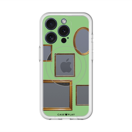 スリムプロテクションプレミアムケース with MagSafe［ Photo Frames - Light Green ］