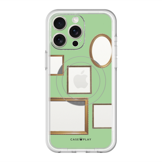 スリムプロテクションプレミアムケース with MagSafe［ Photo Frames - Light Green ］