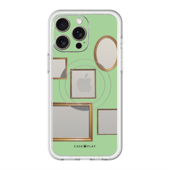 スリムプロテクションプレミアムケース with MagSafe［ Photo Frames - Light Green ］