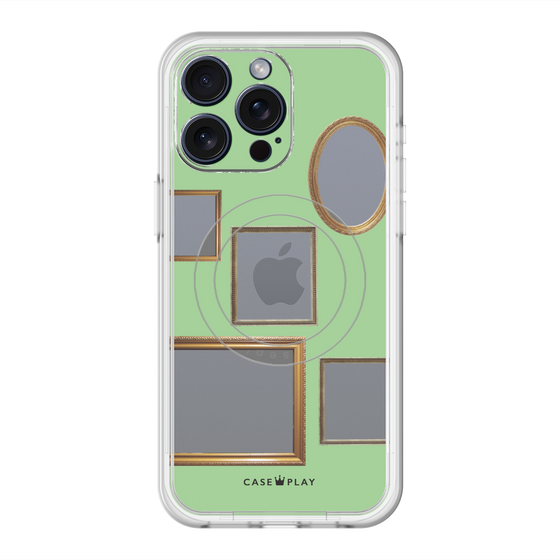 スリムプロテクションプレミアムケース with MagSafe［ Photo Frames - Light Green ］