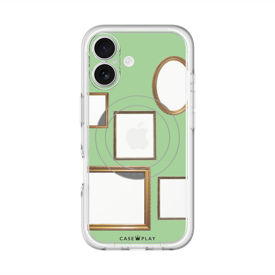 スリムプロテクションプレミアムケース with MagSafe［ Photo Frames - Light Green ］