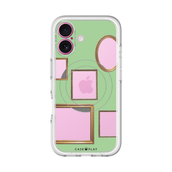 スリムプロテクションプレミアムケース with MagSafe［ Photo Frames - Light Green ］