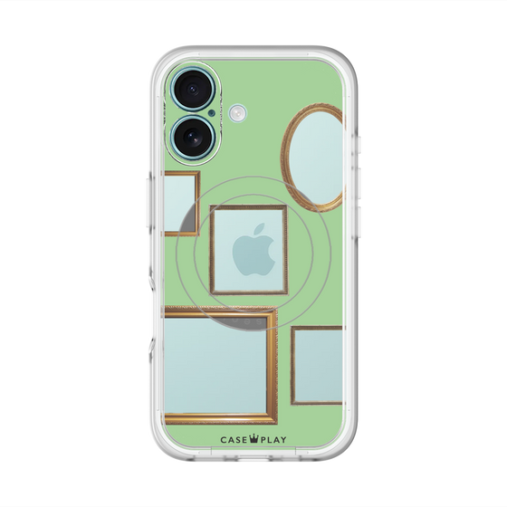 スリムプロテクションプレミアムケース with MagSafe［ Photo Frames - Light Green ］