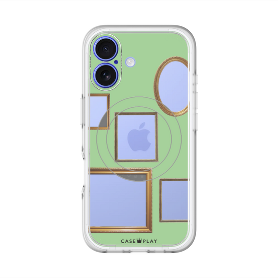 スリムプロテクションプレミアムケース with MagSafe［ Photo Frames - Light Green ］