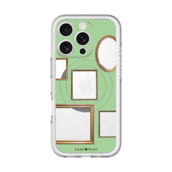スリムプロテクションプレミアムケース with MagSafe［ Photo Frames - Light Green ］