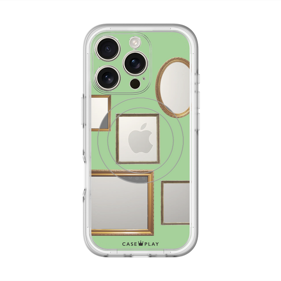 スリムプロテクションプレミアムケース with MagSafe［ Photo Frames - Light Green ］
