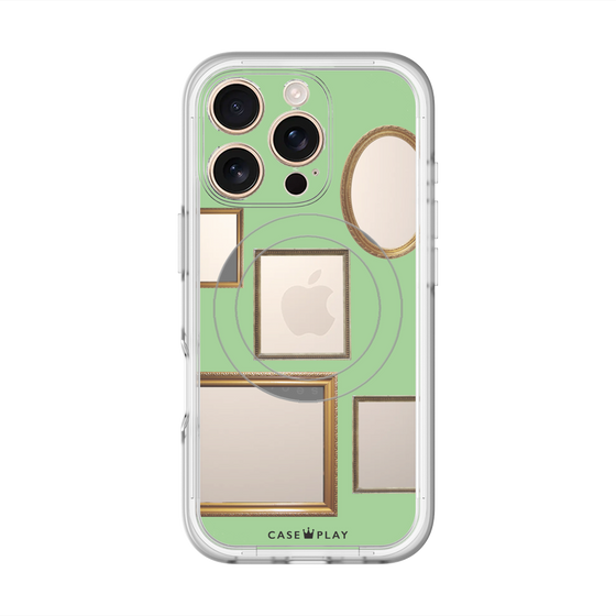 スリムプロテクションプレミアムケース with MagSafe［ Photo Frames - Light Green ］
