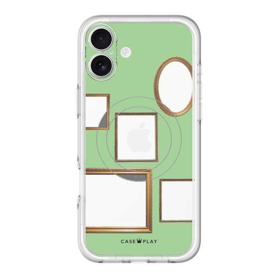 スリムプロテクションプレミアムケース with MagSafe［ Photo Frames - Light Green ］