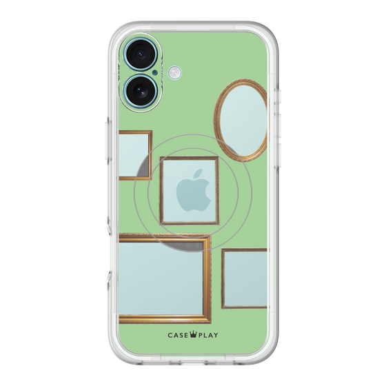 スリムプロテクションプレミアムケース with MagSafe［ Photo Frames - Light Green ］
