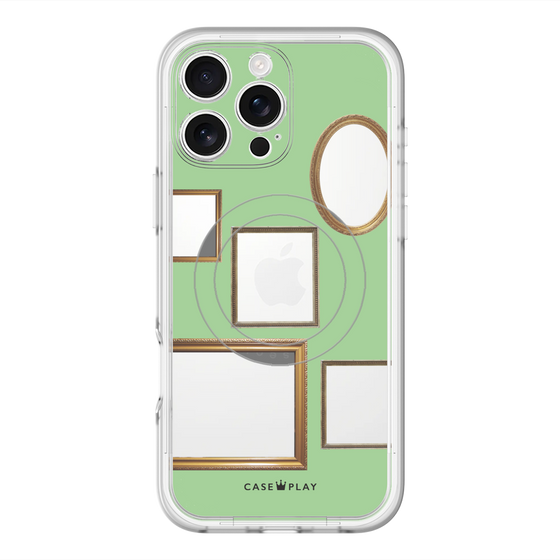 スリムプロテクションプレミアムケース with MagSafe［ Photo Frames - Light Green ］