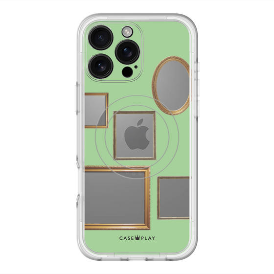 スリムプロテクションプレミアムケース with MagSafe［ Photo Frames - Light Green ］
