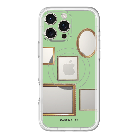 スリムプロテクションプレミアムケース with MagSafe［ Photo Frames - Light Green ］