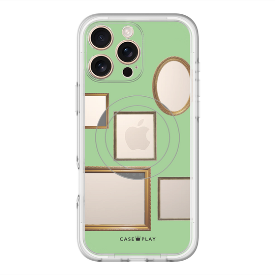 スリムプロテクションプレミアムケース with MagSafe［ Photo Frames - Light Green ］