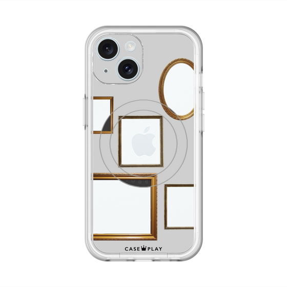 スリムプロテクションプレミアムケース with MagSafe［ Photo Frames - Light Gray ］