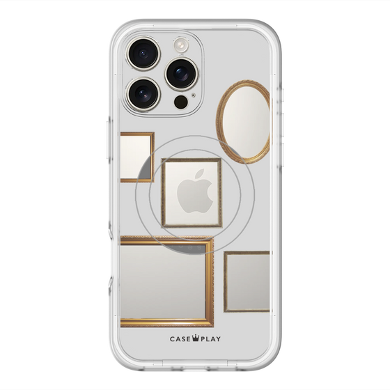 スリムプロテクションプレミアムケース with MagSafe［ Photo Frames - Light Gray ］