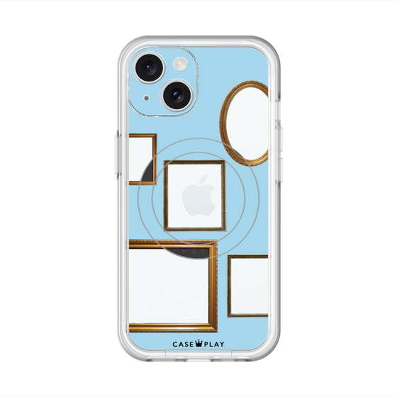 スリムプロテクションプレミアムケース with MagSafe［ Photo Frames - Light Blue ］