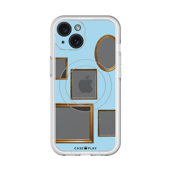 スリムプロテクションプレミアムケース with MagSafe［ Photo Frames - Light Blue ］