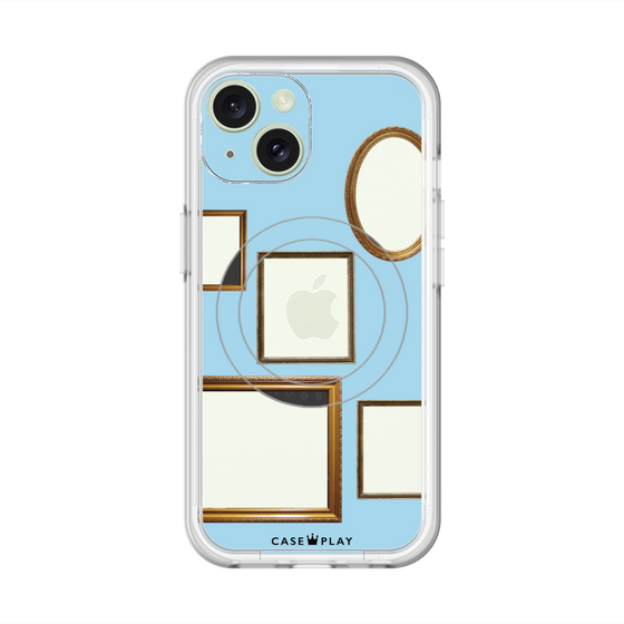 スリムプロテクションプレミアムケース with MagSafe［ Photo Frames - Light Blue ］