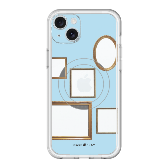 スリムプロテクションプレミアムケース with MagSafe［ Photo Frames - Light Blue ］