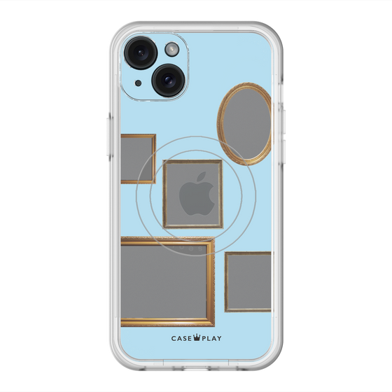 スリムプロテクションプレミアムケース with MagSafe［ Photo Frames - Light Blue ］