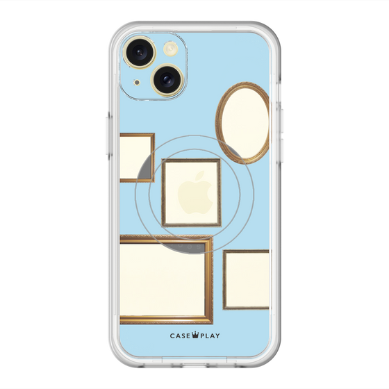 スリムプロテクションプレミアムケース with MagSafe［ Photo Frames - Light Blue ］