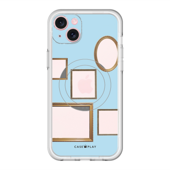スリムプロテクションプレミアムケース with MagSafe［ Photo Frames - Light Blue ］