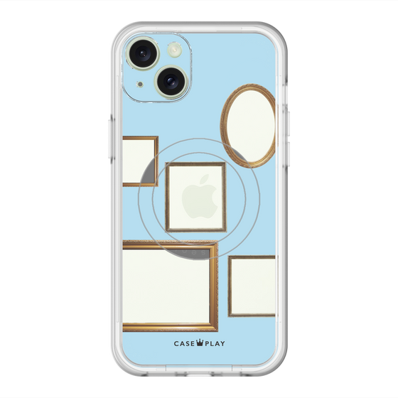 スリムプロテクションプレミアムケース with MagSafe［ Photo Frames - Light Blue ］