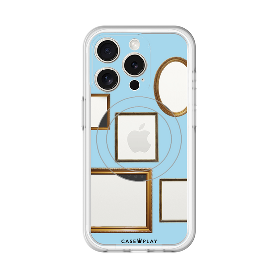 スリムプロテクションプレミアムケース with MagSafe［ Photo Frames - Light Blue ］