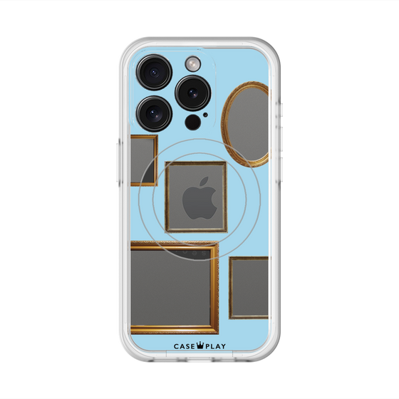 スリムプロテクションプレミアムケース with MagSafe［ Photo Frames - Light Blue ］