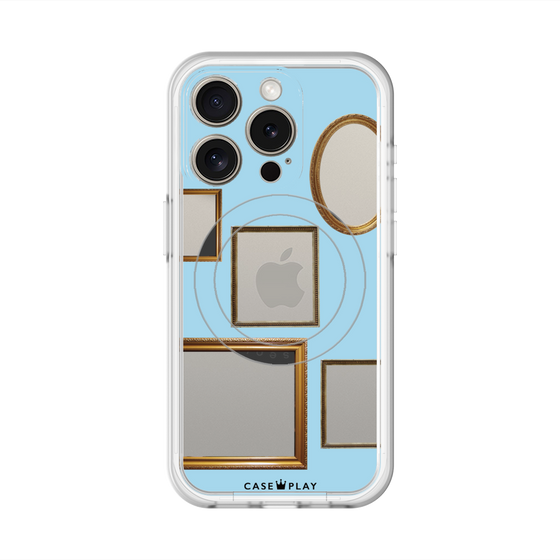 スリムプロテクションプレミアムケース with MagSafe［ Photo Frames - Light Blue ］